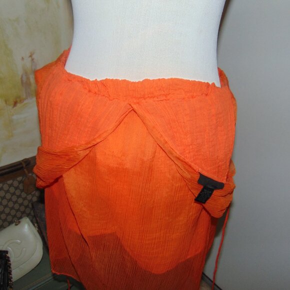 Steve Madden Blouse Top Women Small Orange Boho Plunging V-Neck Fairycore Twee - Picture 11 of 11